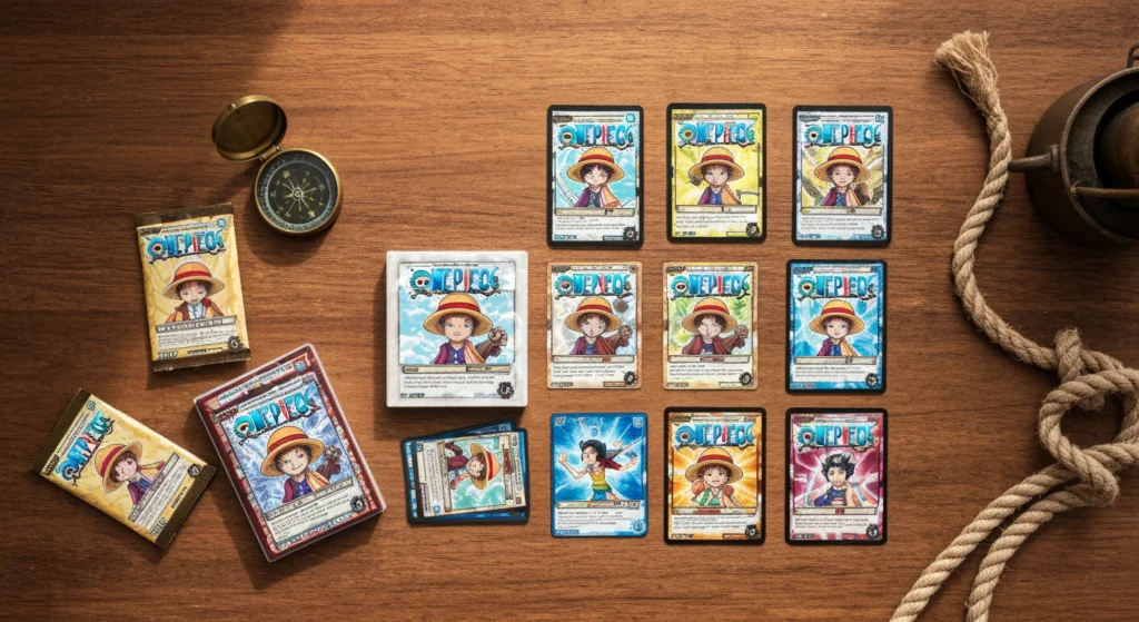 One Piece TCG 航海王卡牌新手入門指南所需的卡牌與補充包平鋪圖
