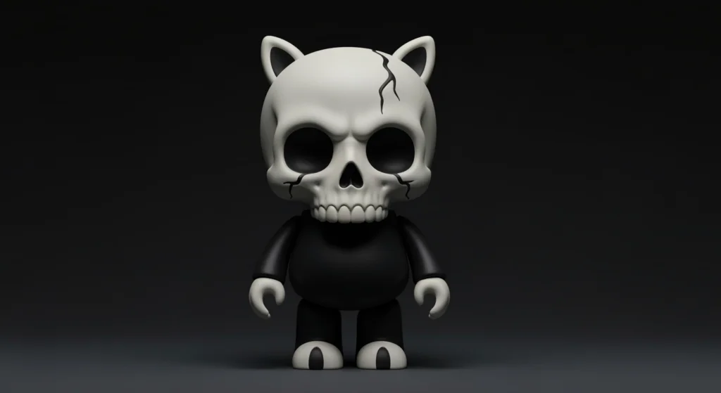 SKULLPANDA 怪味系列公仔特寫，展示其獨特的設計理念與細節