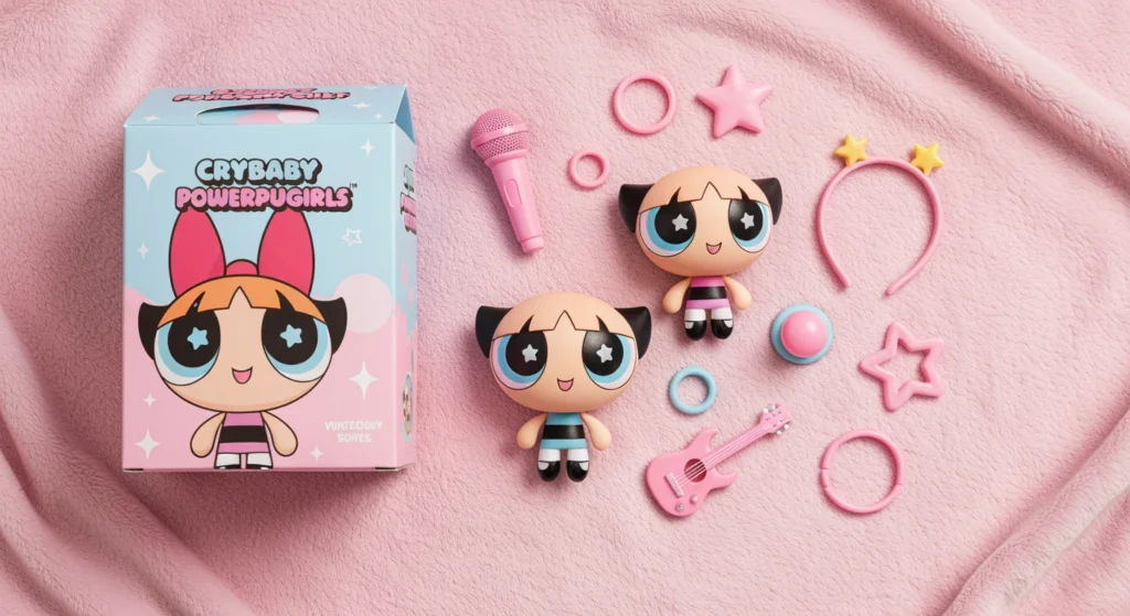 Crybaby 飛天小女警聯名系列盲盒開箱平拍圖