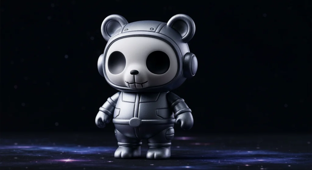 SKULLPANDA 天行者系列特寫，展示其未來科幻風格的精緻細節