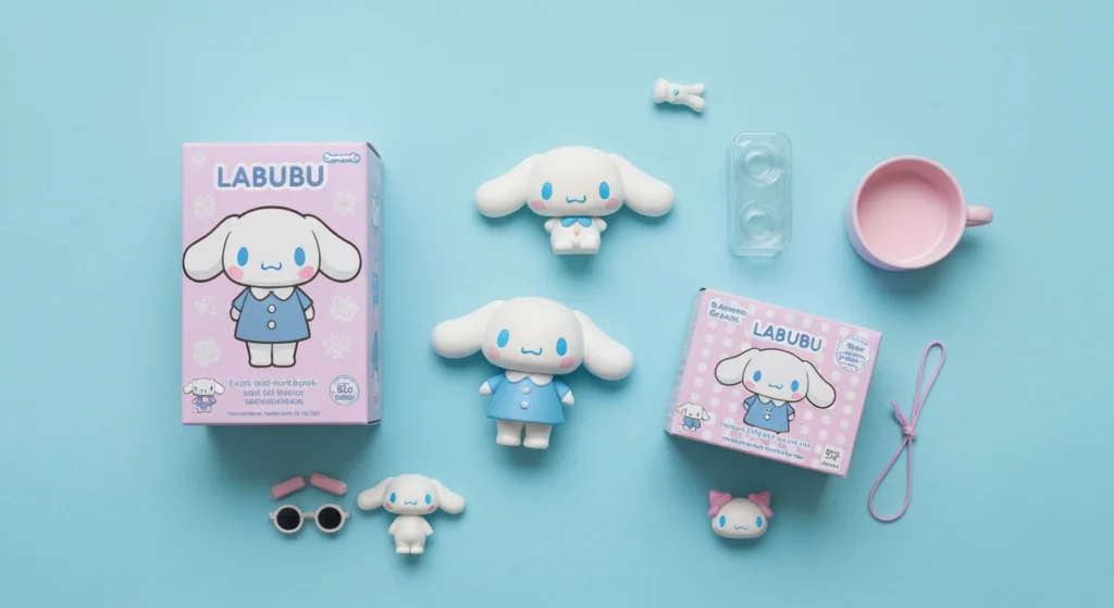 從上方俯瞰 Labubu 三立鷗系列盲盒與公仔，呈現 PTT 評價熱烈討論的開箱場景