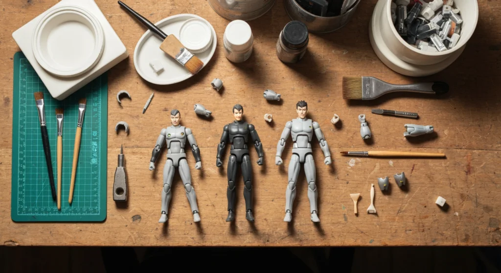 S.H.Figuarts 改造指南所需工具與模型公仔零件平拍圖