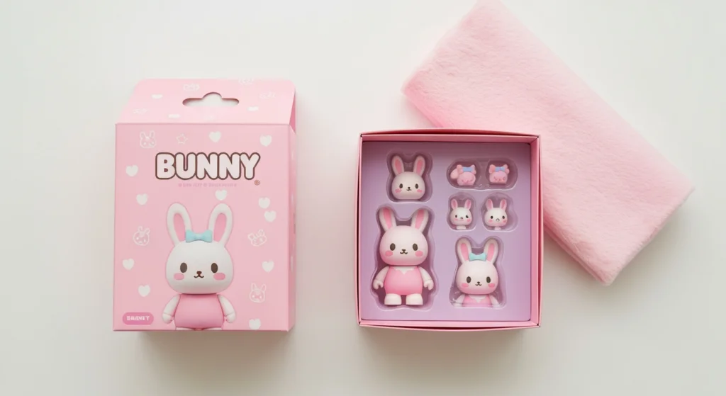 BUNNY 粉紅系列開箱場景，包含粉色包裝盒與配件，作為送禮指南的示意圖