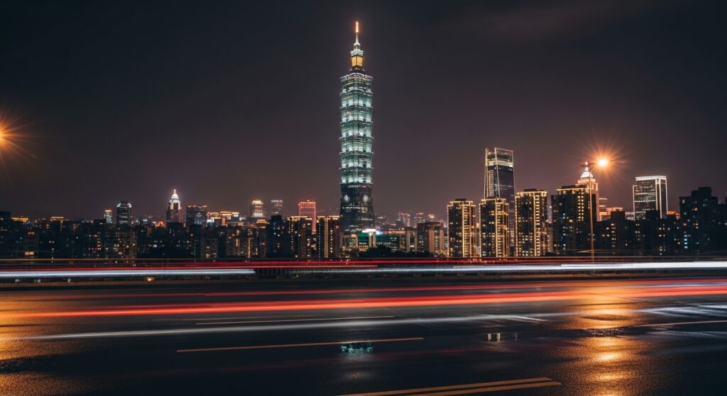 盲盒故事，夜晚台北的美麗街景