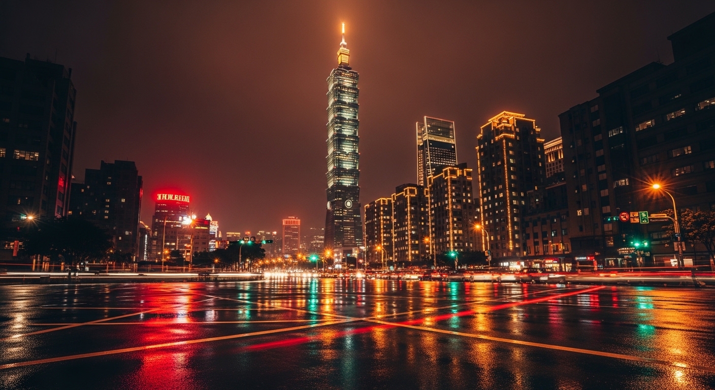 SKULLPANDA 怪味 玩具展現繁華台北夜景