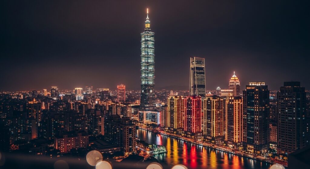 Mighty Jaxx Luno 系列於台北夜景中展示