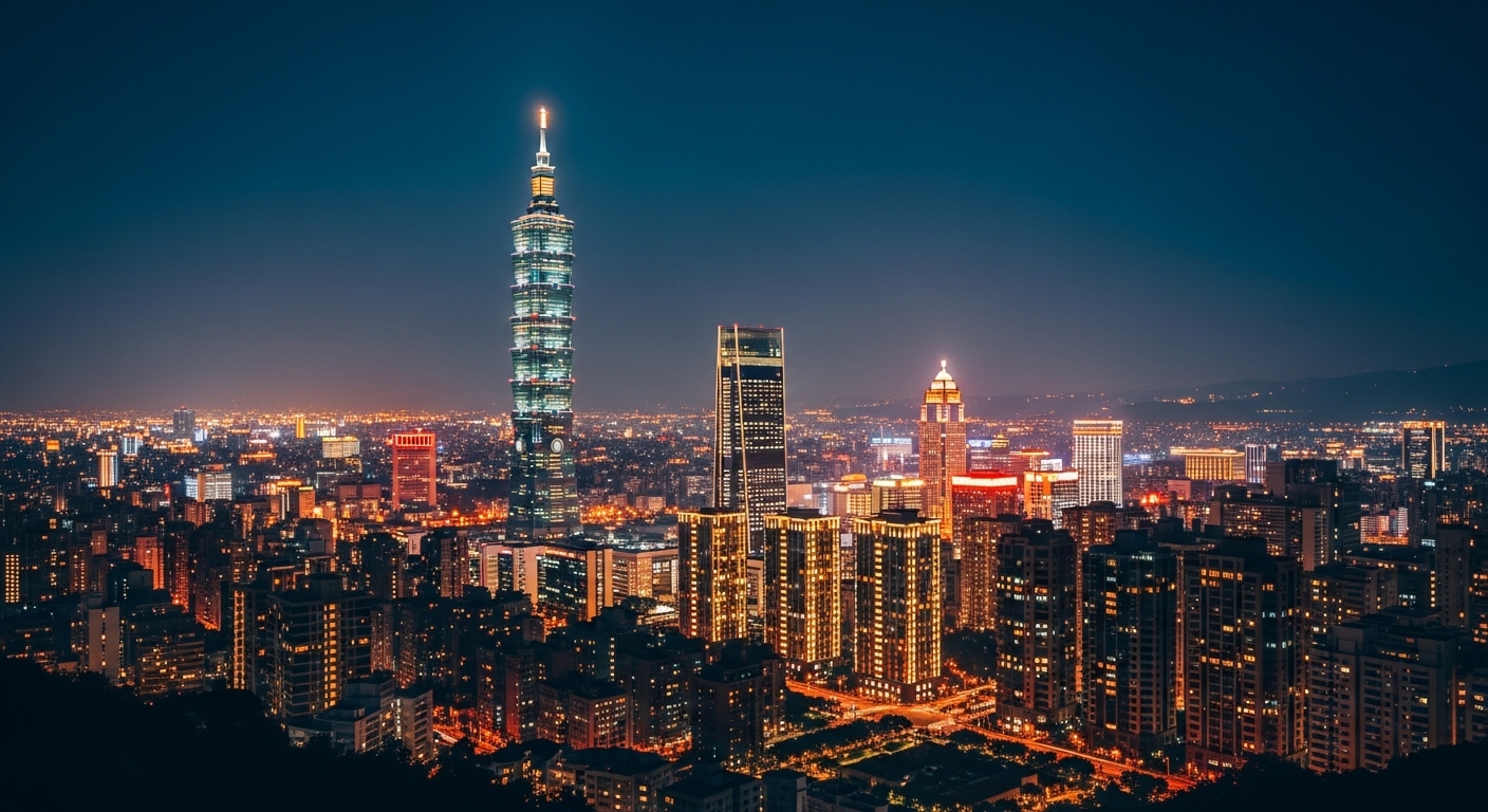 Sonny Angel Spring 系列玩具在台北夜景下的迷人景象