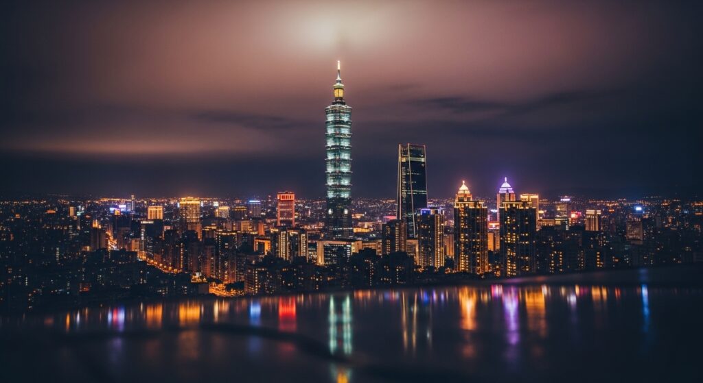 Sonny Angel Animal 系列在台北夜景中的展示