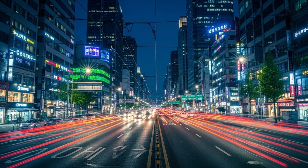 韓國盲盒收藏在首爾的夜景