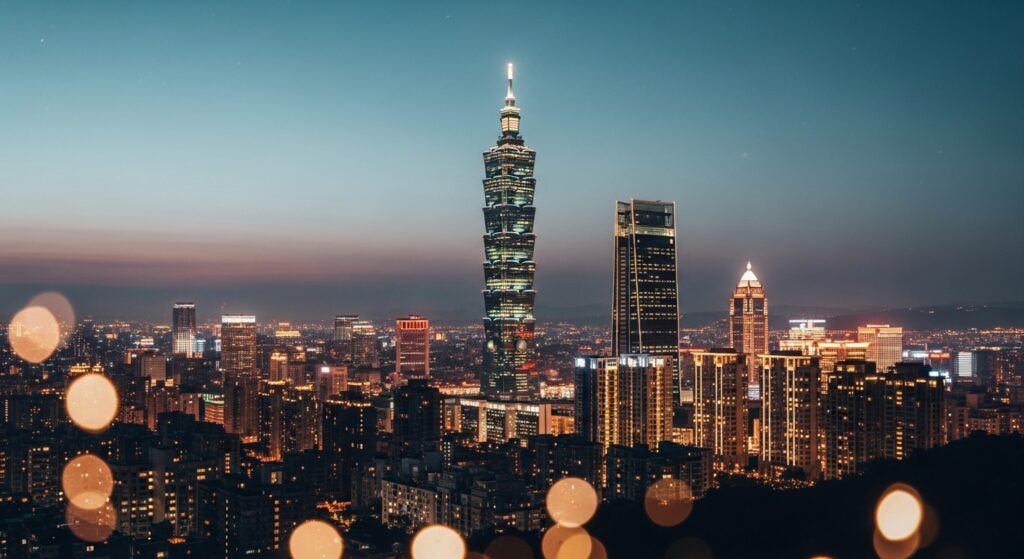 Smiski Garden 聯名款的夜景市景