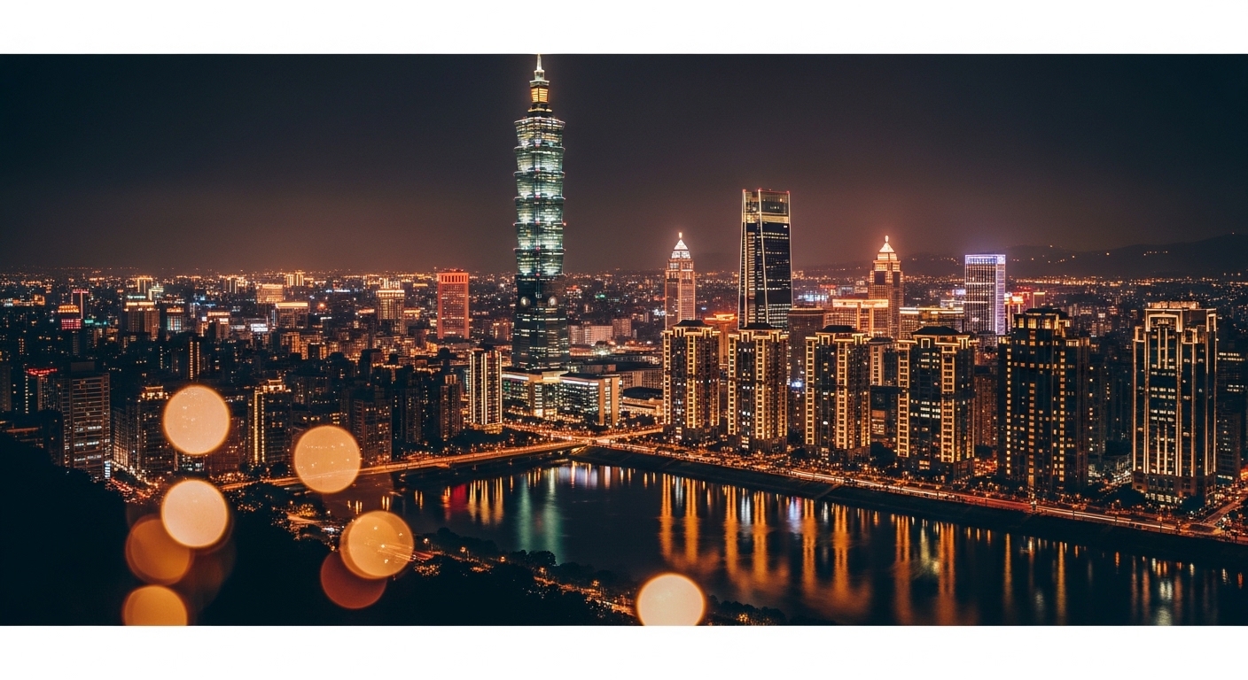 Smiski Garden 系列在台北夜景中的展示