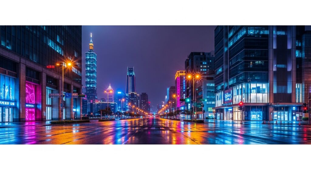 潮玩MEGA 100%系列在台北的夜景