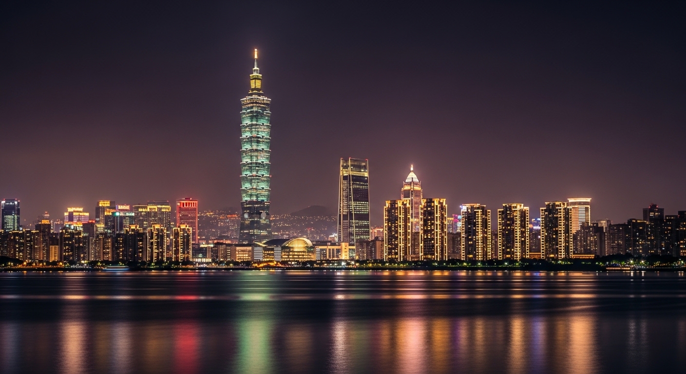 壓克力公仔展示於台北夜景中