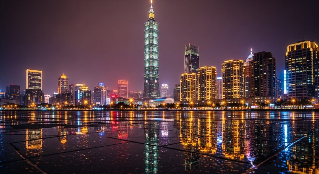 Labubu 迪士尼 系列玩具在台北的美麗夜景