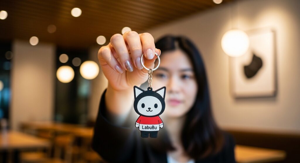 Labubu 鑰匙圈搭配時尚的包包