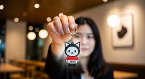 Labubu 鑰匙圈搭配時尚的包包