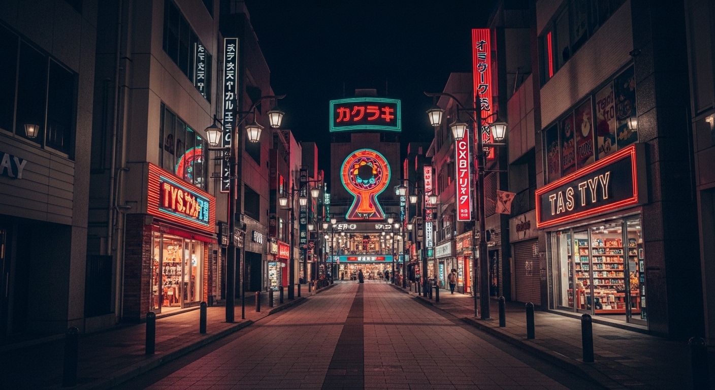 大阪盲盒夜景，展示玩具店的魅力