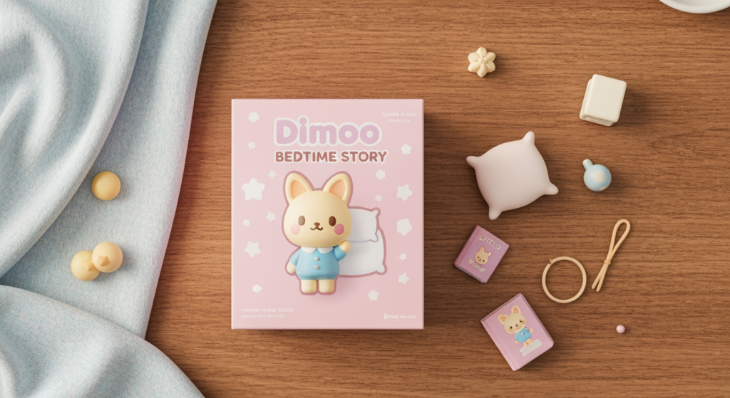 Dimoo Bedtime Story PTT 評價中受到好評的公仔與配件平放圖