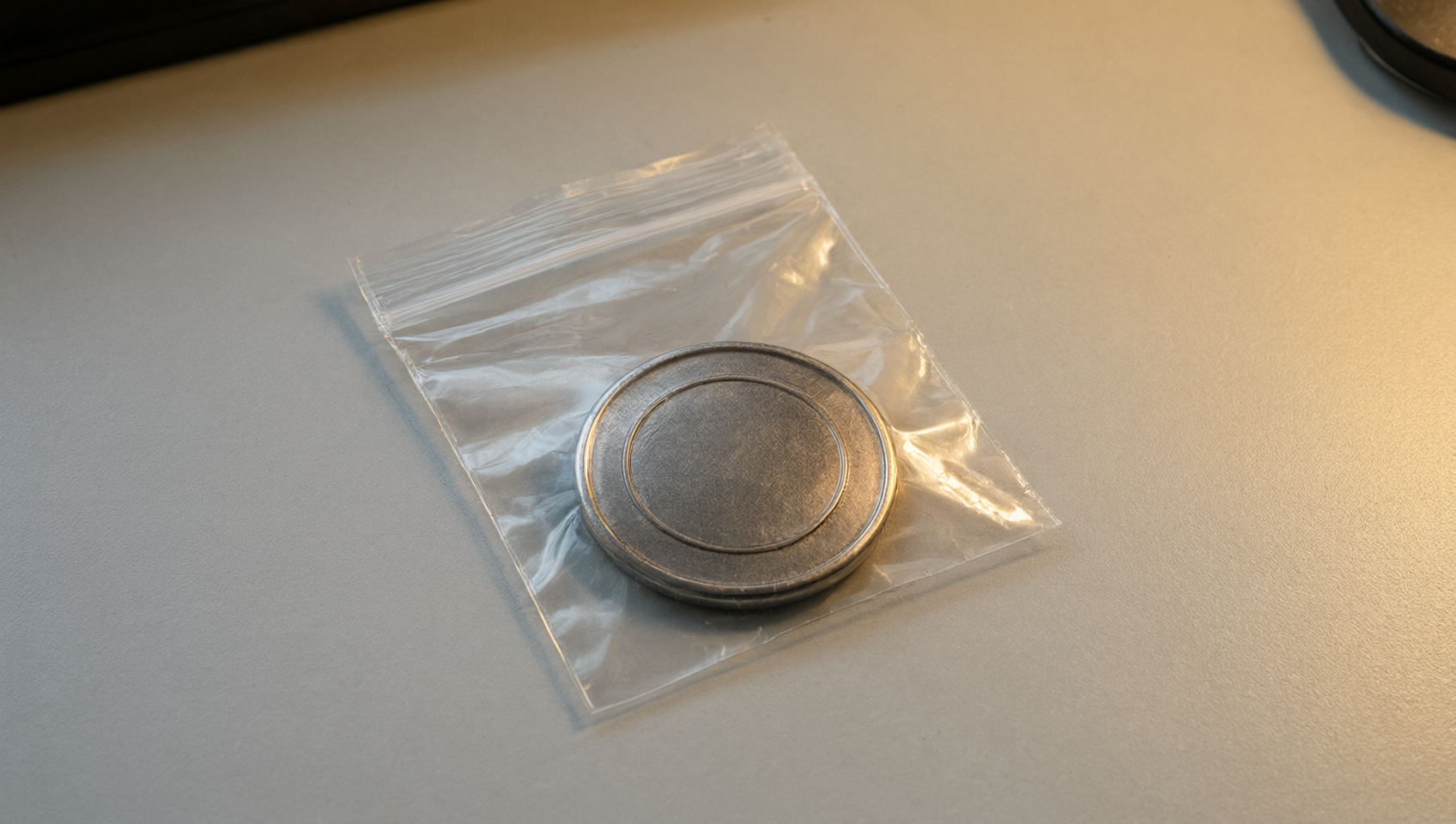 裝在透明夾鏈袋內的單枚徽章
